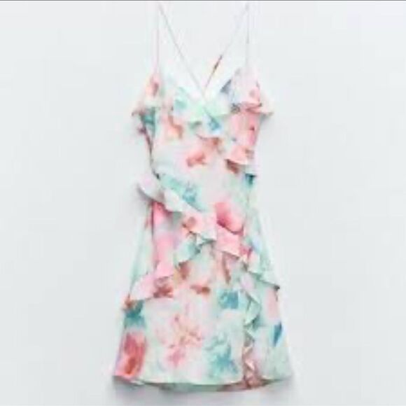 ZARA Ruffled Mini Dress Medium NWT IN PACKAGE - Picture 4 of 8